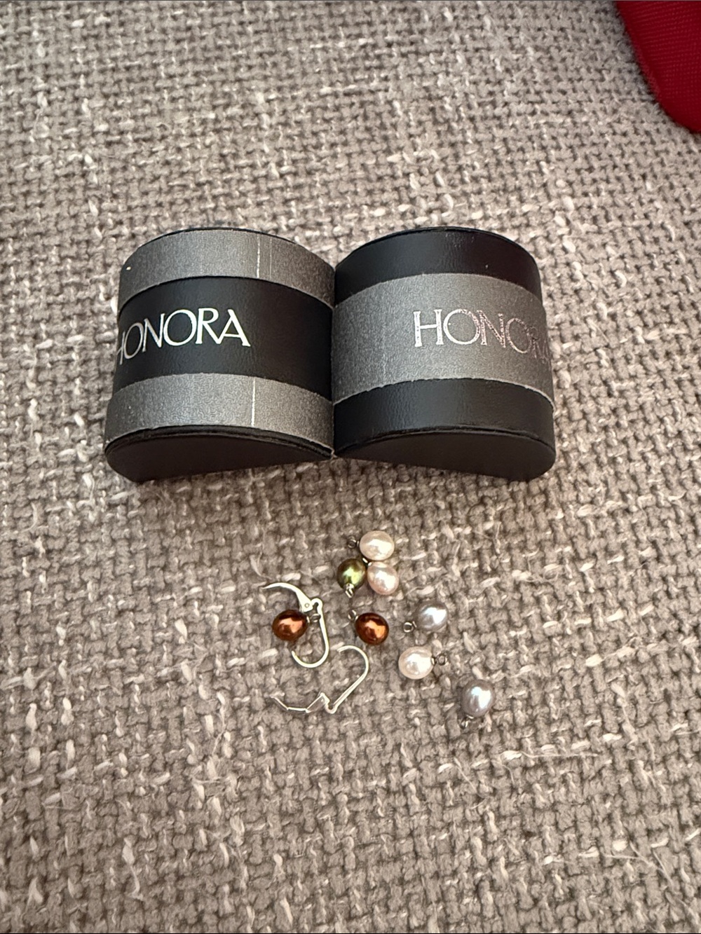HONORA Mixed Pearl Earring Set in Brown, Green, Cream & Silver